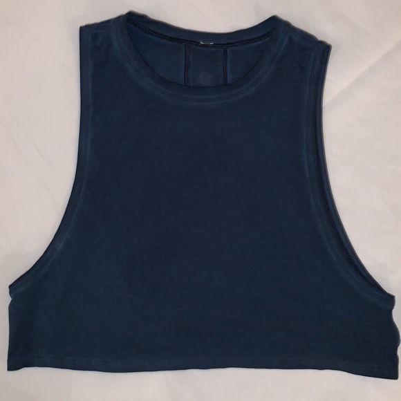 LULULEMON MUSCLE LOVE CROPPED TANK TOP - SIZE 4 - WASHED NIGHT DIVER - Picture 4 of 4